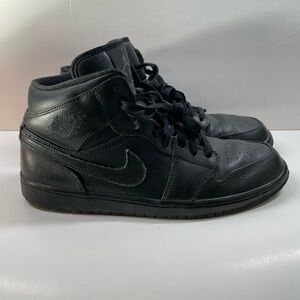 Nike Mens Air Jordan 1 Retro Mid Triple Black 554724-010 - Size 10.5 EUC